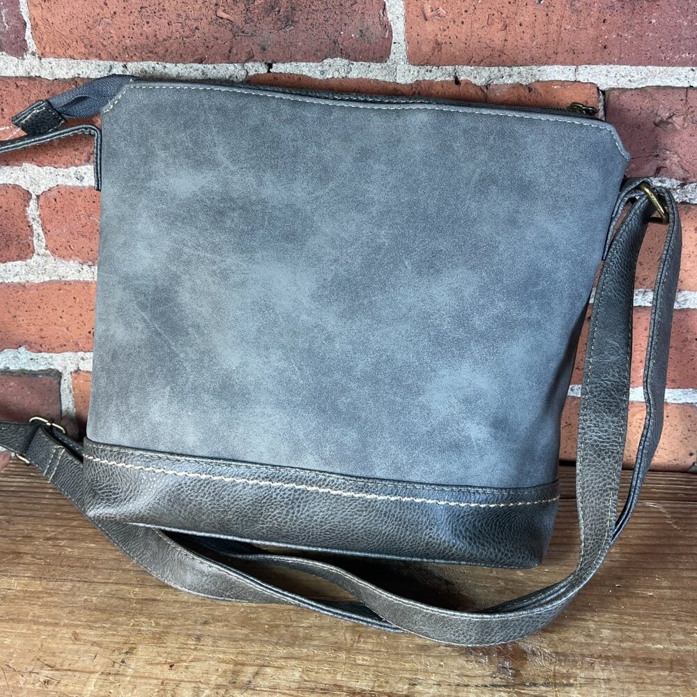 BOC Born Concept Gray Crossbody Shoulder Bag Braided Detail - Picture 4 of 9